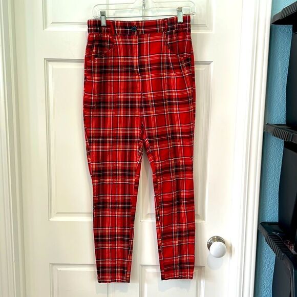 Urban outfitters, red, black and yellow plaid, high-rise pants, size small - Picture 12 of 12